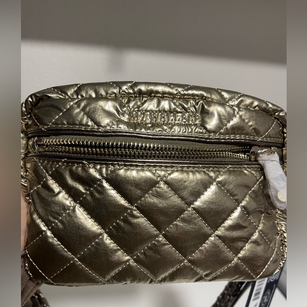 MZ Wallace Gold mini crosbit Quilted Crossbody Bag in color antique gold - Picture 5 of 9